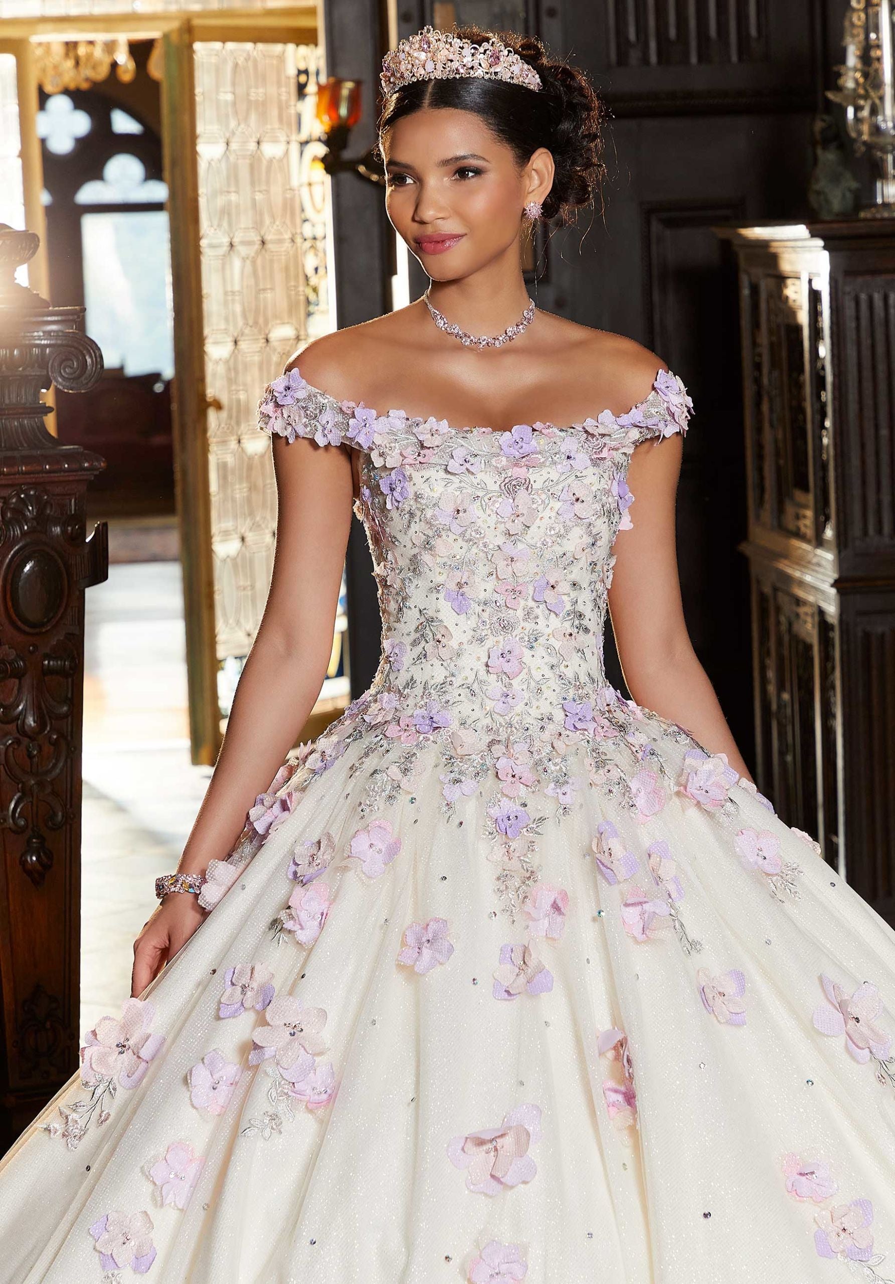 Multi-Colored Floral Quinceañera Dress ...